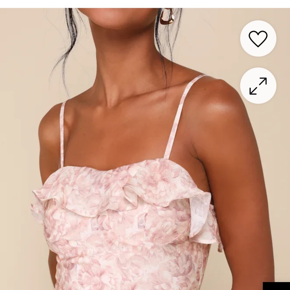 Lulus Cherished Sweetheart Dusty Pink Floral Bustier Midi Dress - Size XL - Picture 3 of 6